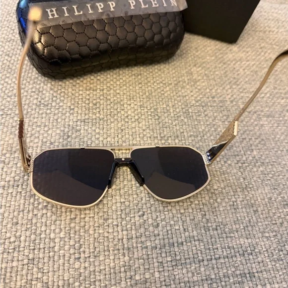 Philipp Plein Black Aviator Sunglasses